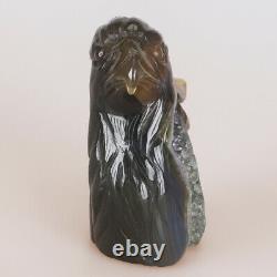 4.7 Natural Geode Agate Quartz Crystal Hand Carved Eagle Head Animal 666g
