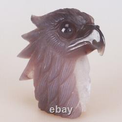 4.7 Natural Geode Agate Quartz Crystal Hand Carved Eagle Head Animal 713g