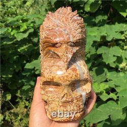 4.75LB Natural Unknown Quartz Hand Carved Crystal Eagle + Skull Reiki. TC637