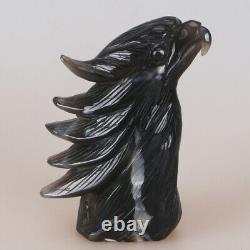 4.9 Natural Geode Agate Quartz Crystal Hand Carved Eagle Head Animal 502g