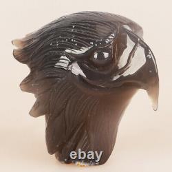 4.9 Natural Geode Agate Quartz Crystal Hand Carved Eagle Head Animal 543g
