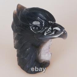 4.9 Natural Geode Agate Quartz Crystal Hand Carved Eagle Head Animal 656g