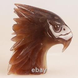4.9 Natural Geode Agate Quartz Crystal Hand Carved Eagle Head Animal 694g