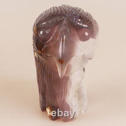 4.9 Natural Geode Agate Quartz Crystal Hand Carved Eagle Head Animal 697g