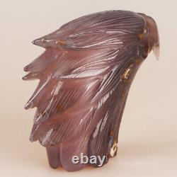 4.9 Natural Geode Agate Quartz Crystal Hand Carved Eagle Head Animal 697g