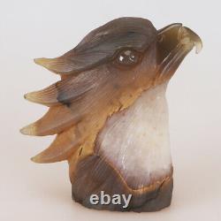 4.9 Natural Geode Agate Quartz Crystal Hand Carved Eagle Head Animal 789g