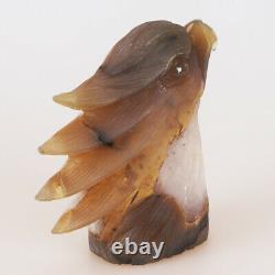 4.9 Natural Geode Agate Quartz Crystal Hand Carved Eagle Head Animal 789g