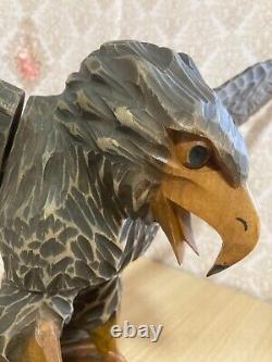 40 Huge Hand-Carved Eagle Wood Vintage Sculpture Statue, ? 2