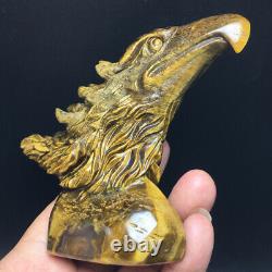 400g Natural Crystal. Tiger's-eye. Hand-carved. Exquisite eagle head statues68