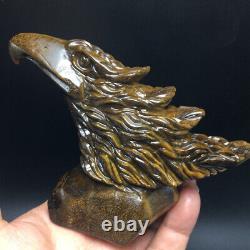 400g Natural Crystal. Tiger's-eye. Hand-carved. Exquisite eagle head statues68