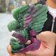 410g Natural Ruby Green Zoisite Hand Carved Eagle Crystal Healing