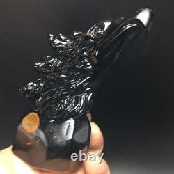 414g 4.9 Natural Crystal. Tiger's-eye. Hand-carved. Exquisite eagle head statues65