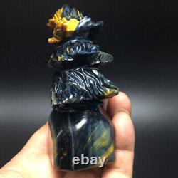 414g 4.9 Natural Crystal. Tiger's-eye. Hand-carved. Exquisite eagle head statues65