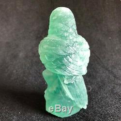 422g Natural Green fluorite Eagle Quartz Crystal Hand Carved Mineral healing