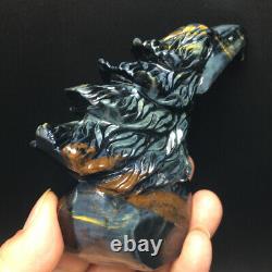 423g Natural Crystal. Tiger's-eye. Hand-carved. Exquisite eagle head statues59