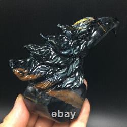 423g Natural Crystal. Tiger's-eye. Hand-carved. Exquisite eagle head statues59