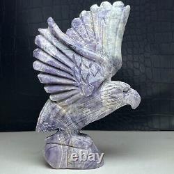 427G Natural Crystal Mineral Specimen. Purple Agate. Hand-carved EAGLE. Statue. GB