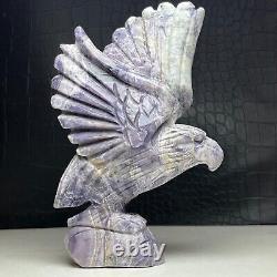 427G Natural Crystal Mineral Specimen. Purple Agate. Hand-carved EAGLE. Statue. GB