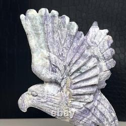 427G Natural Crystal Mineral Specimen. Purple Agate. Hand-carved EAGLE. Statue. GB