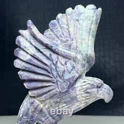 427G Natural Crystal Mineral Specimen. Purple Agate. Hand-carved EAGLE. Statue. GB