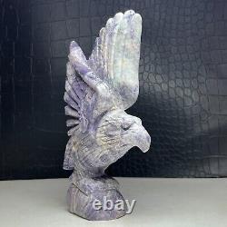 427G Natural Crystal Mineral Specimen. Purple Agate. Hand-carved EAGLE. Statue. GB