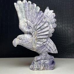 427G Natural Crystal Mineral Specimen. Purple Agate. Hand-carved EAGLE. Statue. GB