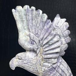 427G Natural Crystal Mineral Specimen. Purple Agate. Hand-carved EAGLE. Statue. GB