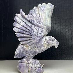 427G Natural Crystal Mineral Specimen. Purple Agate. Hand-carved EAGLE. Statue. GB