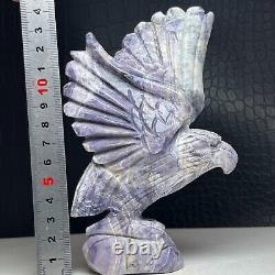 427G Natural Crystal Mineral Specimen. Purple Agate. Hand-carved EAGLE. Statue. GB