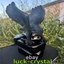 43.78LB Natural Obsidian Quartz Hand Carved Crystal Eagle Healing 1PC, HE12