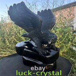 43.78LB Natural Obsidian Quartz Hand Carved Crystal Eagle Healing 1PC, HE12