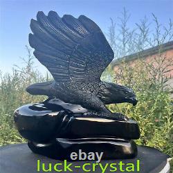 43.78LB Natural Obsidian Quartz Hand Carved Crystal Eagle Healing 1PC, HE12