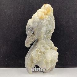 467g Natural crystal mineral specimen, sphalerite, hand-carved eagle, collection