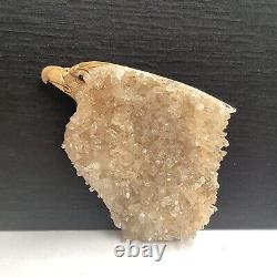 470g Natural quartz crystal cluster mineral specimen, hand-carved the eagle gift