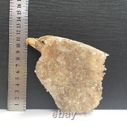 470g Natural quartz crystal cluster mineral specimen, hand-carved the eagle gift