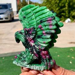 474G Natural green ruby zoisite (anylite) hand carved eagle crystal Specimen