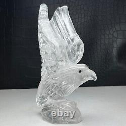 475g Natural Crystal Specimen. Crystal Quartz. Hand-carved EAGLE. Statue. FT