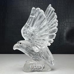 475g Natural Crystal Specimen. Crystal Quartz. Hand-carved EAGLE. Statue. FT