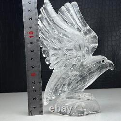 475g Natural Crystal Specimen. Crystal Quartz. Hand-carved EAGLE. Statue. FT