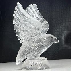 475g Natural Crystal Specimen. Crystal Quartz. Hand-carved EAGLE. Statue. FT