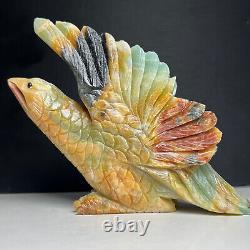 477g Natural Crystal Mineral Specimen. Amazon Stone. Hand-carved Eagle. Gift. N6