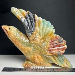 477g Natural Crystal Mineral Specimen. Amazon Stone. Hand-carved Eagle. Gift. N6