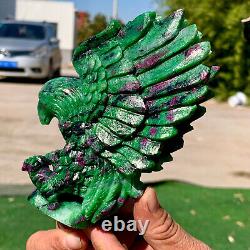 479G Natural green ruby zoisite (anylite) hand carved eagle crystal Specimen