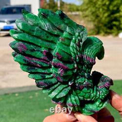479G Natural green ruby zoisite (anylite) hand carved eagle crystal Specimen