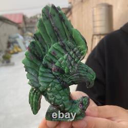 485g Natural Ruby green zoisite Hand carved Eagle crystal Healing