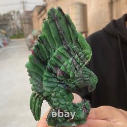 485g Natural Ruby green zoisite Hand carved Eagle crystal Healing