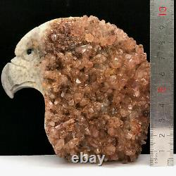 485g Natural quartz crystal cluster mineral specimen. Hand-carved. The eagle