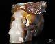 5.0 Premium Brazilian Agate Geode Hand Carved Crystal Skull And Eagle