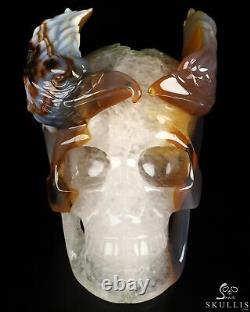 5.0 Premium Brazilian Agate Geode Hand Carved Crystal Skull and Eagle