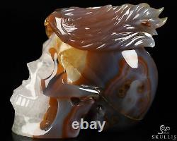 5.0 Premium Brazilian Agate Geode Hand Carved Crystal Skull and Eagle